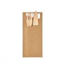 Ecoecho Sacchetto & white servet incl houten bestek
