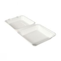 Bagasse Mealbox 236x231x81 1200cc Wit