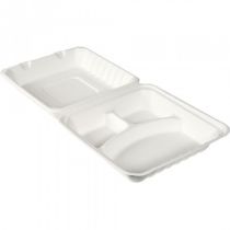 Bagasse MealBox 236x231x81 350/120/120cc Wit