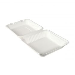 Bagasse Mealbox 236x231x81 1200cc Wit
